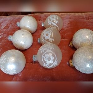 Vintage white Christmas ornaments - set of 8
